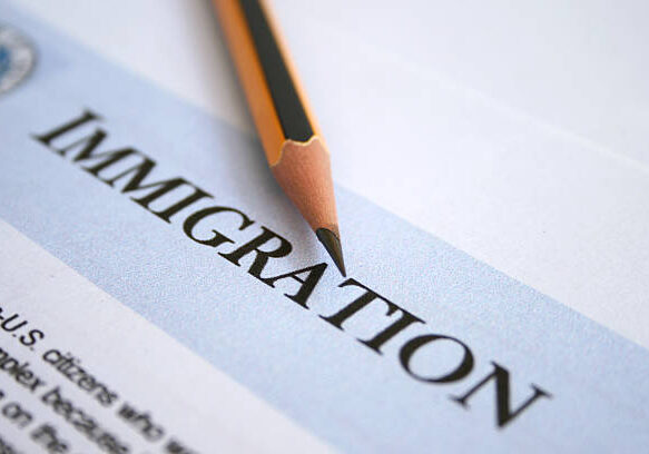 Close up of immigration application form.